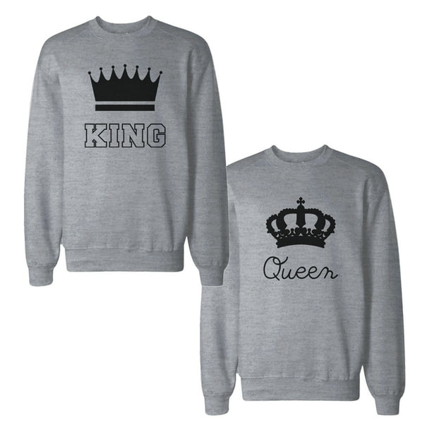 King and Queen with Crown Couple Sweatshirts Matching Sweat Shirts 